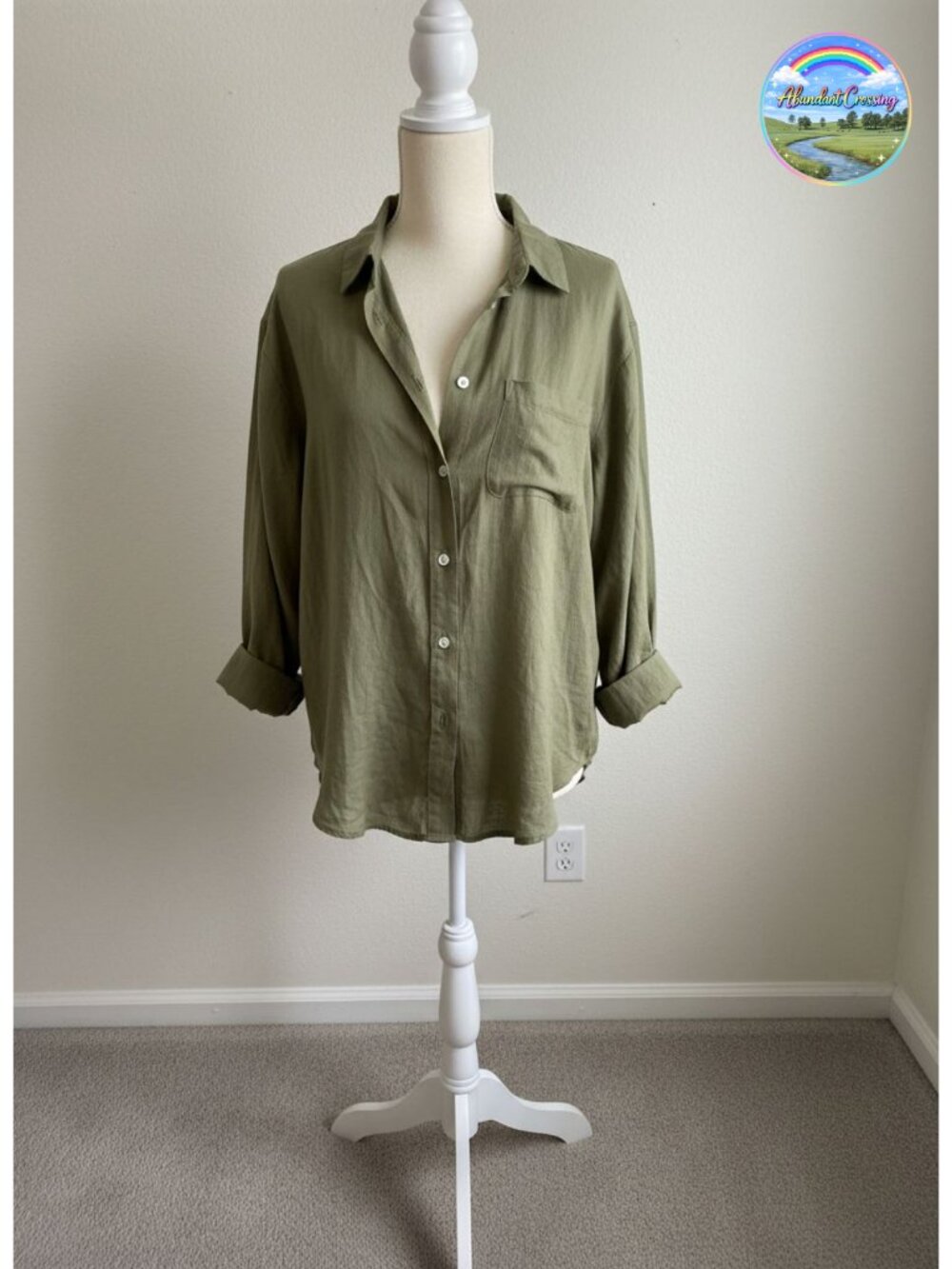 Womens 100% Cotton Long Sleeve Button Down Shirt Blouse Pocket